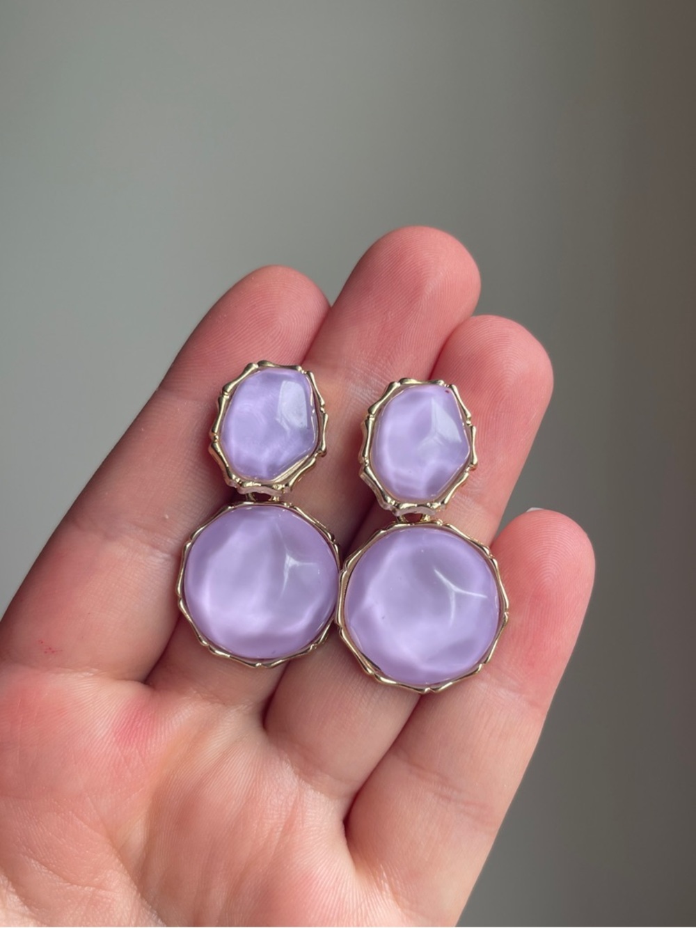 NEW! Trendy Gold-Trim Purple Double Drop Earrings 💜 B0-17